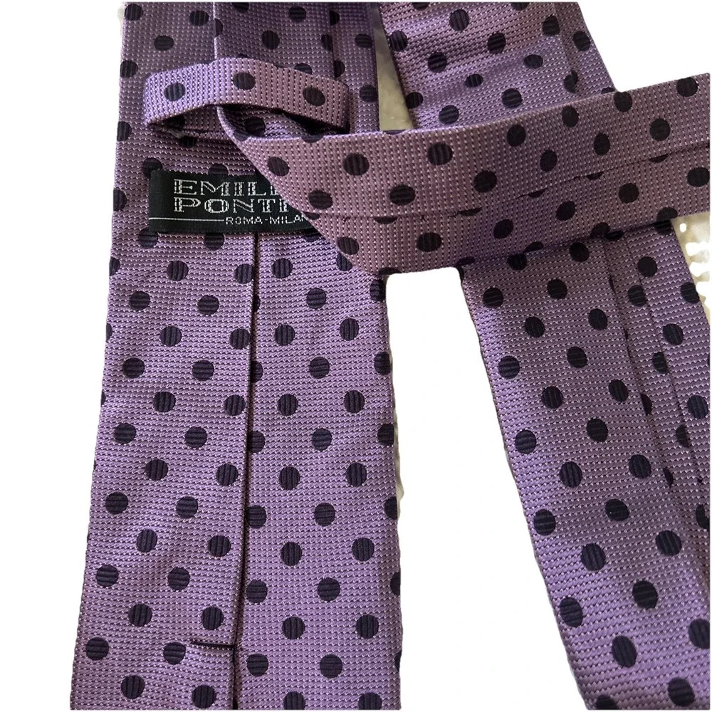Emilio Ponti Tie Purple On Purple Polka‎ Dot Silk Necktie Woven Selftipped